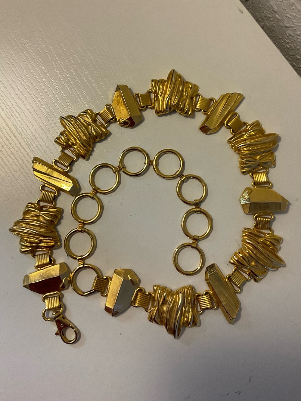 Vtg Star Chunky Chain Belt Gold Tone 1980s Statement Runway Charm